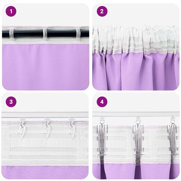 vidaXL Κουρτίνες με κουρτίνες 2 pcs Μοβ 140 x 140 cm Πολυεστέρας