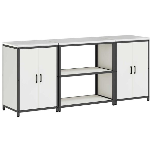 vidaXL Σετ Αποθήκευσης Κουζίνας με ράφι 3 pcs Λευκό 210 x 50 x 92 εκ