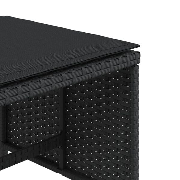 vidaXL Σκαμπό Κήπου 4 τεμ. Μαύρα 40x40x35 Συνθετικό Ρατάν με Μαξιλάρια