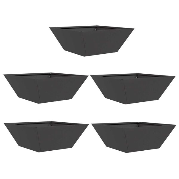 vidaXL Γλάστρα Κήπου 5 pcs Μαύρο 40 x 40 x 15 cm Ατσάλι