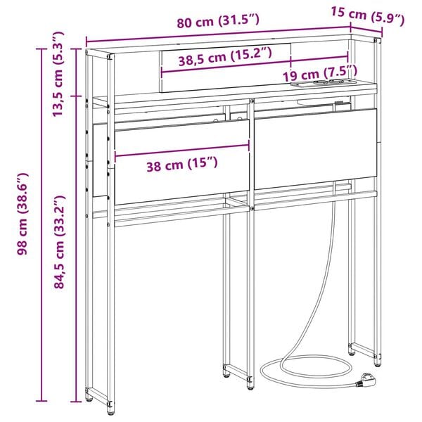 vidaXL Κεφαλάρι Αποθήκης Sonoma Δρυς 80 cm Επεξεργασμένο ξύλο