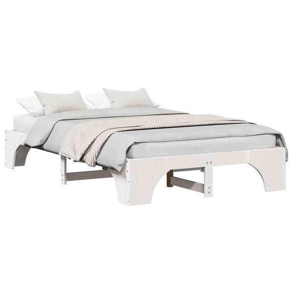 vidaXL Κρεβάτι Λευκό Αντοχής ξύλο 120 x 190 cm Κρεβάτι Ορθογώνιο