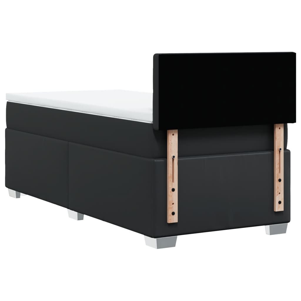 vidaXL Κρεβάτι Boxspring με Στρώμα Μαύρο 100x200εκ.από Συνθετικό Δέρμα