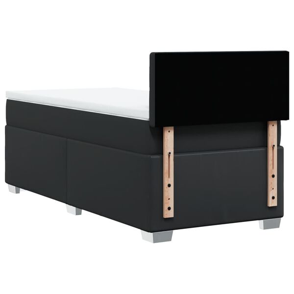 vidaXL Κρεβάτι Boxspring με Στρώμα Μαύρο 100x200εκ.από Συνθετικό Δέρμα