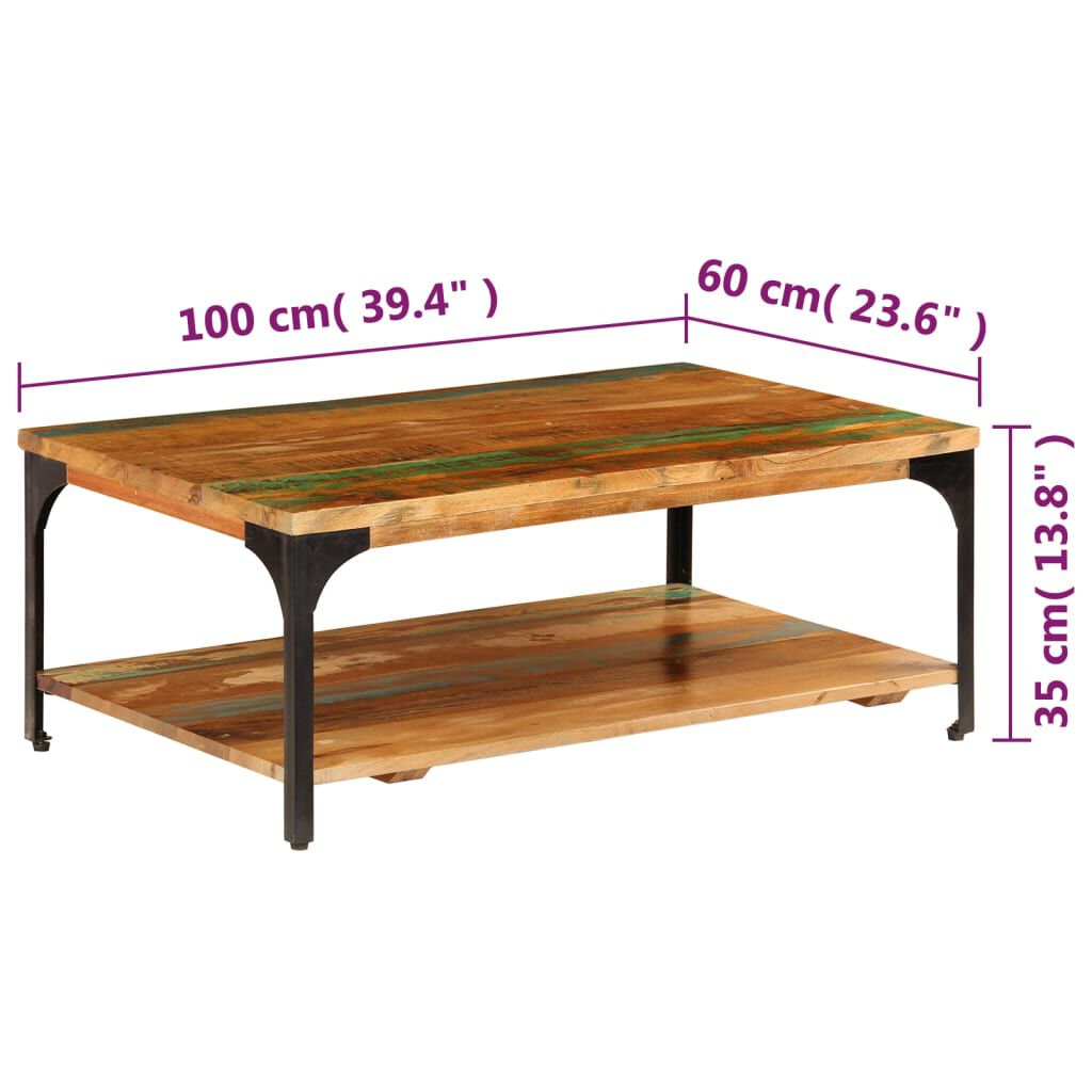 vidaXL Τραπεζάκι Σαλονιού με Ράφι 100 x 60 x 35 εκ. Ανακυκλωμένο Ξύλο