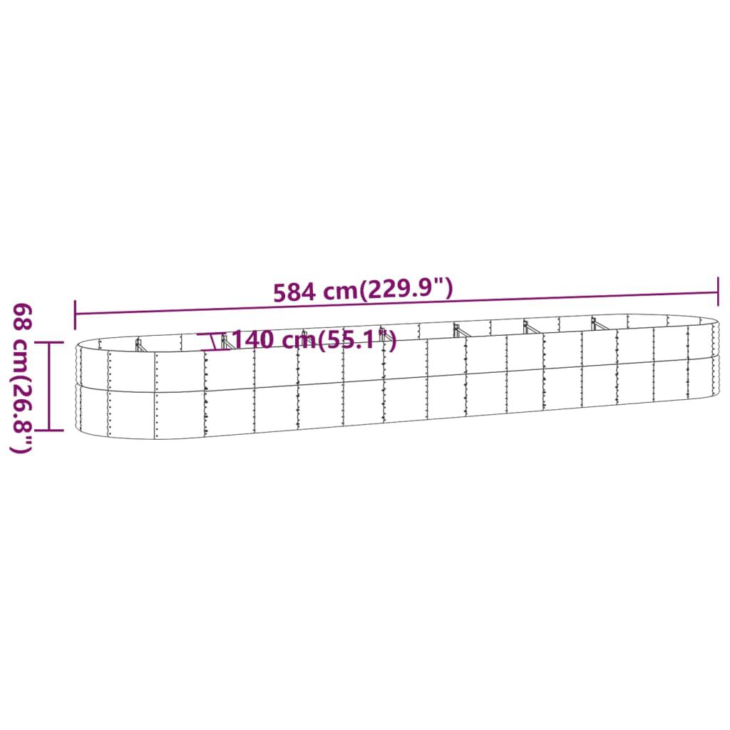 vidaXL Ζαρντινιέρα Γκρι 584x140x68 εκ. Ατσάλι με Ηλεκτρ. Βαφή Πούδρας