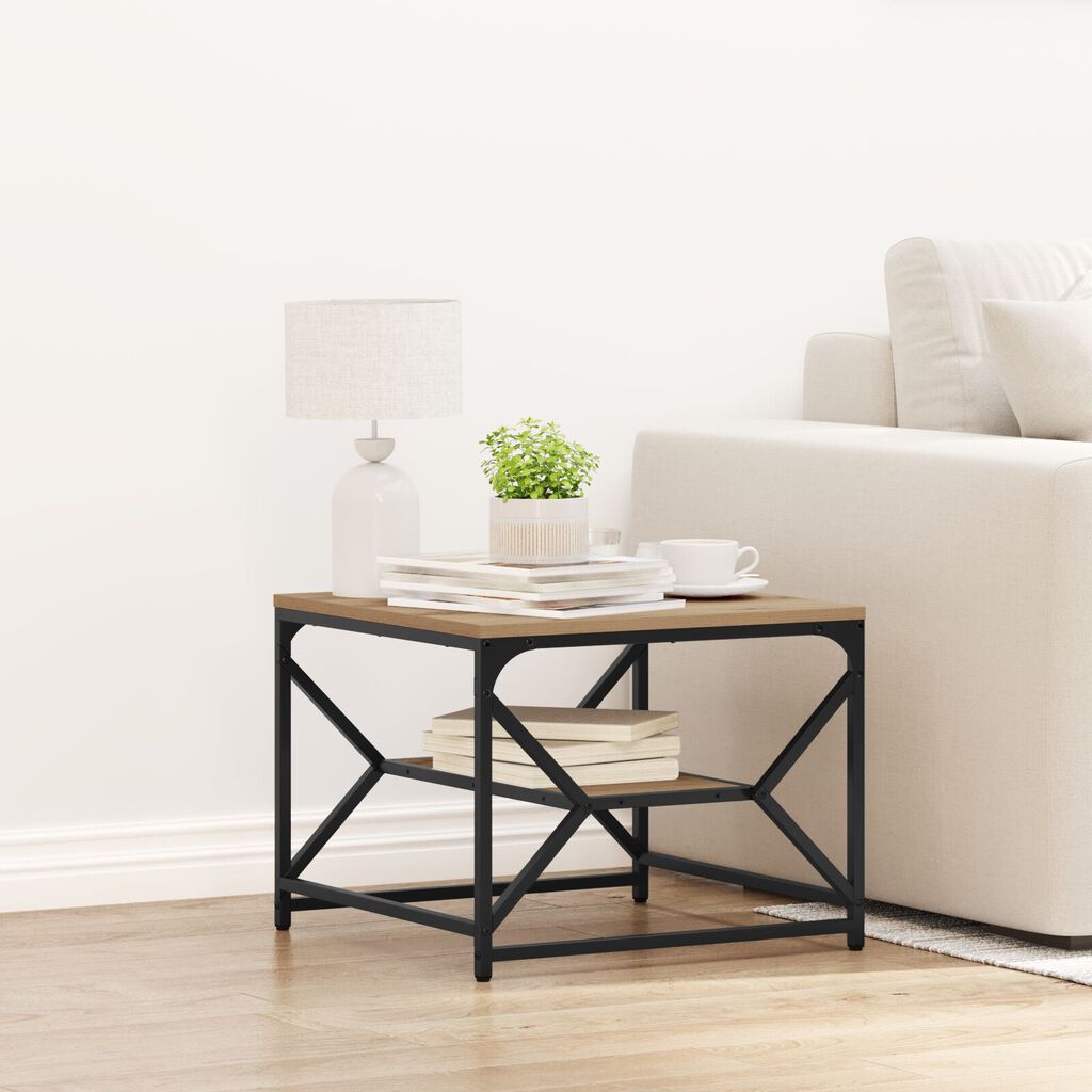 vidaXL Τραπέζι καφέ με ράφι από ξύλο 51x50x40 εκ. Επεξεργασμένο ξύλο