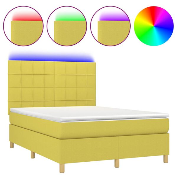 vidaXL &Kappa;&rho;&epsilon;&beta;ά&tau;&iota; Boxspring &mu;&epsilon; &Sigma;&tau;&rho;ώ&mu;&alpha; & LED &Pi;&rho;ά&sigma;&iota;&nu;&omicron; 140x190 &epsilon;&kappa; &Upsilon;&phi;&alpha;&sigma;&mu;ά&tau;&iota;&nu;&omicron;