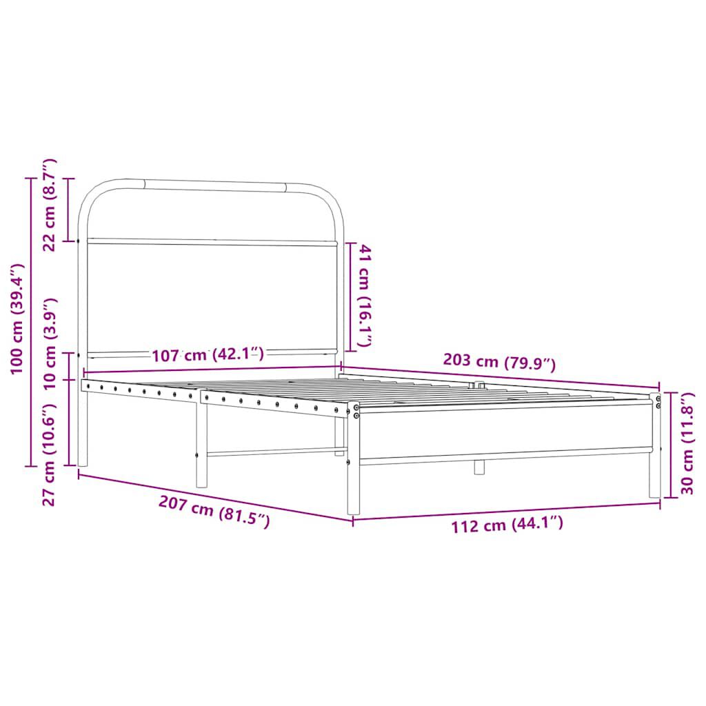 vidaXL Πλαίσιο Κρεβατιού Χωρ. Στρώμα Sonoma Δρυς 107x203 εκ Επ. Ξύλο