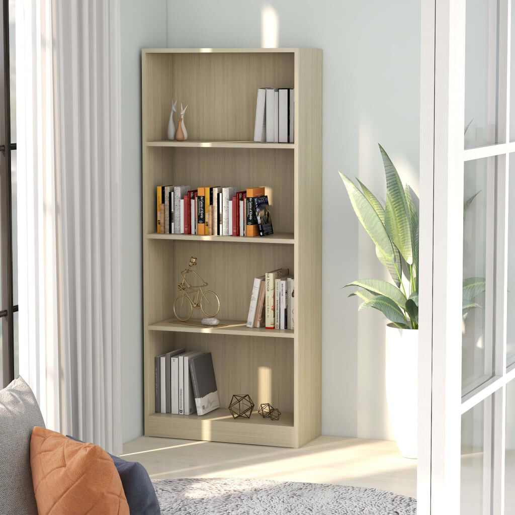 vidaXL Βιβλιοθήκη με 4 Ράφια Sonoma Δρυς 60x24x142 εκ. Επεξ. Ξύλο