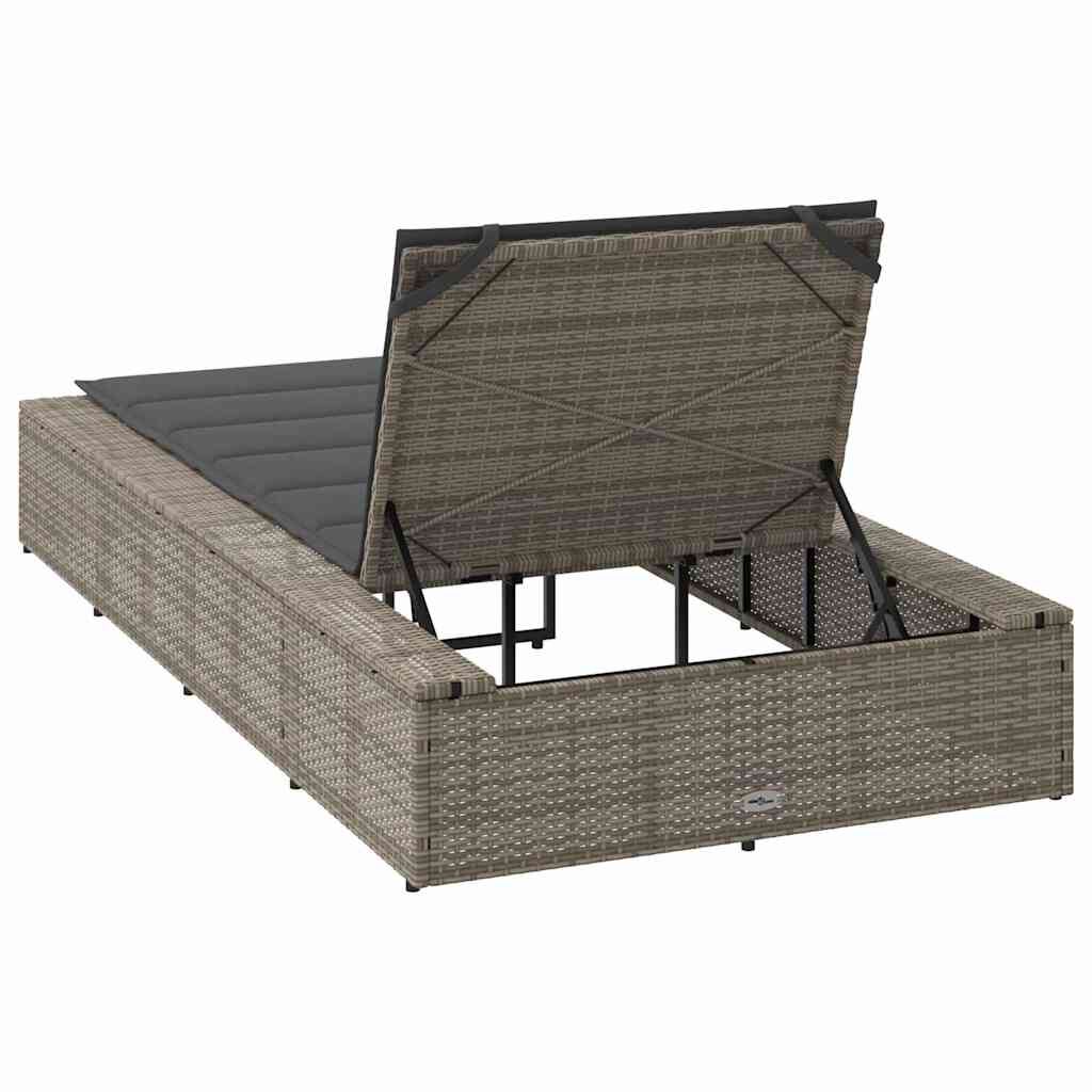 vidaXL Ξαπλώστρα με αιωρούμενο μαξιλάρι Γκρι Poly Rattan