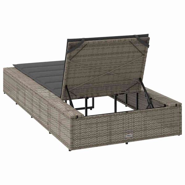 vidaXL Ξαπλώστρα με αιωρούμενο μαξιλάρι Γκρι Poly Rattan