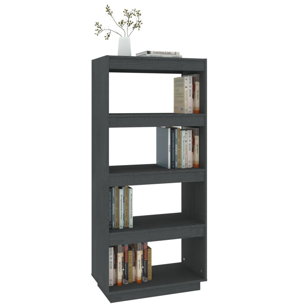 vidaXL Βιβλιοθήκη/Διαχωριστικό Χώρου Γκρι 60x35x135 εκ. Μασίφ Πεύκο
