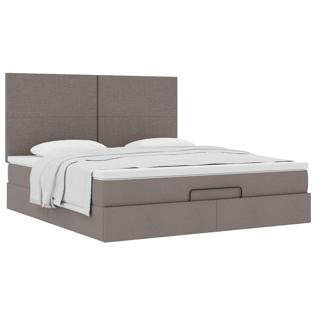 vidaXL Οθωμανικό κρεβάτι με στρώμα Taupe 160x200cm ύφασμα