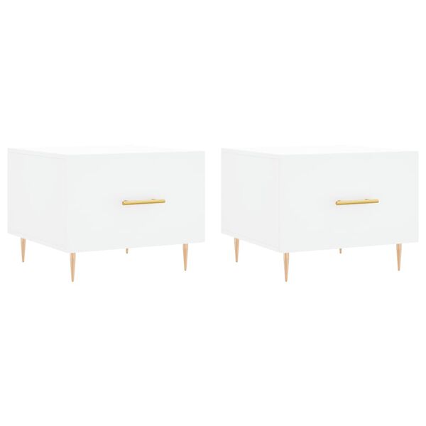 vidaXL Τραπεζάκια Σαλονιού 2 τεμ. Λευκά 50x50x40 εκ Επεξεργασμένο Ξύλο