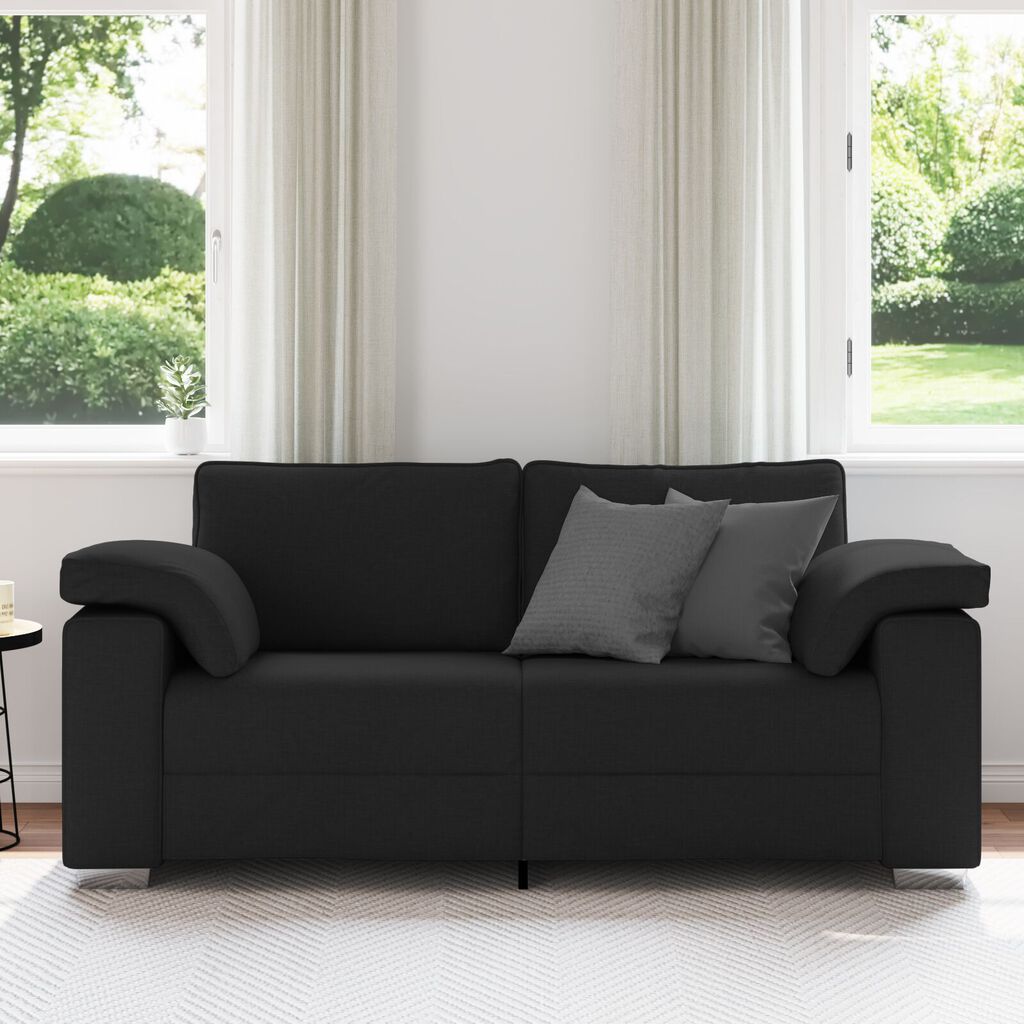 vidaXL Μαύρος Καναπές Loveseat 140 εκ Υφασμάτινος