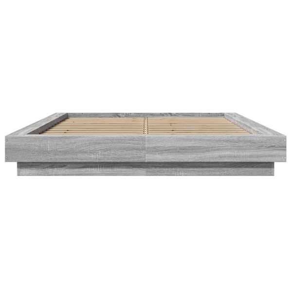 vidaXL Πλαίσιο Κρεβατιού με Φώτα LED Γκρι sonoma 140x190εκ. Επεξ. Ξύλο