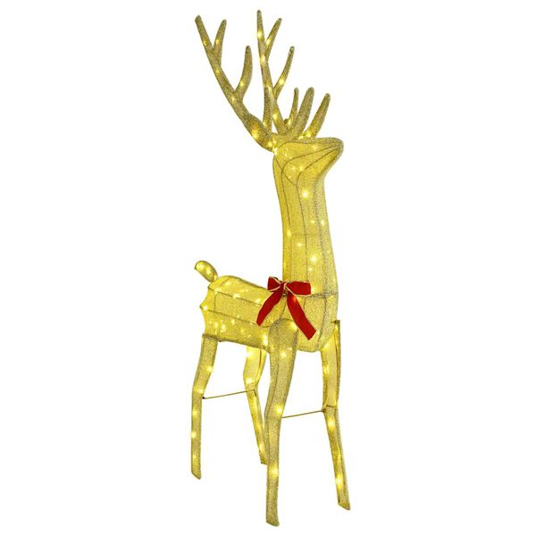 vidaXL Έλκηθρο με Ελάφια Θερμό λευκό 151 x 28 x 128.5 εκ. ύφασμα