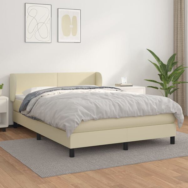 vidaXL &Kappa;&rho;&epsilon;&beta;ά&tau;&iota; Boxspring &mu;&epsilon; &Sigma;&tau;&rho;ώ&mu;&alpha; &Kappa;&rho;&epsilon;&mu; 140x200&epsilon;&kappa;. &alpha;&pi;ό &Sigma;&upsilon;&nu;&theta;&epsilon;&tau;&iota;&kappa;ό &Delta;έ&rho;&mu;&alpha;