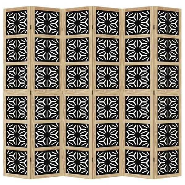 vidaXL Διαχωριστικό Χώρου με 6 Πάνελ Καφέ/Μαύρο Μασίφ Ξύλο Παυλώνιας