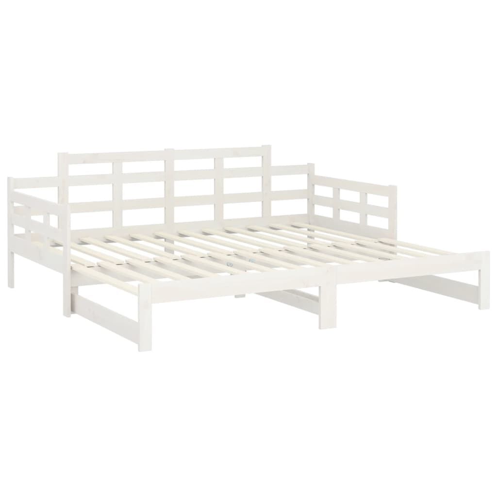 vidaXL Καναπές Κρεβάτι Συρόμενος Λευκός 2x(90x200) εκ. από Μασίφ Πεύκο