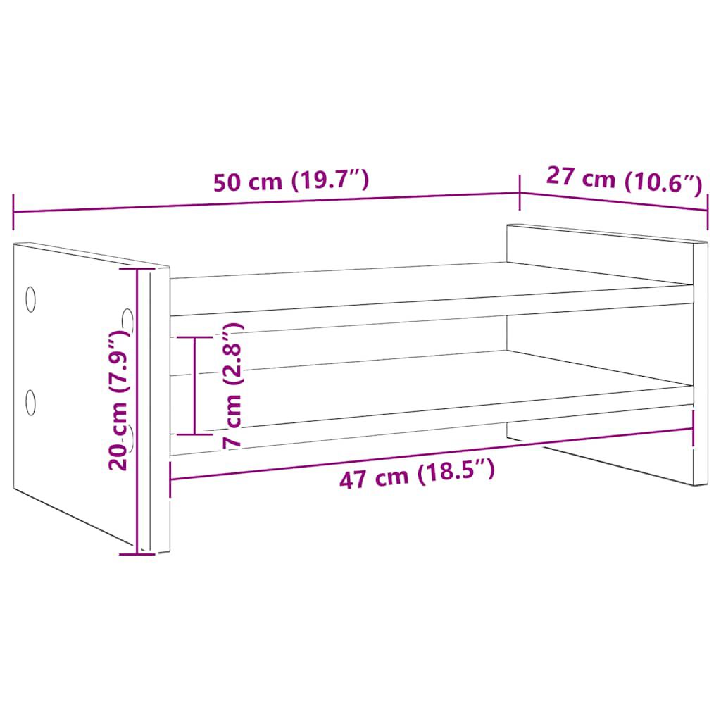 vidaXL Βάση Οθόνης Αρτισιανή Δρυς 50x27x20 εκ. από Επεξ. Ξύλο