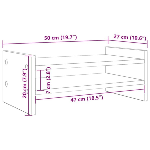 vidaXL Βάση Οθόνης Αρτισιανή Δρυς 50x27x20 εκ. από Επεξ. Ξύλο