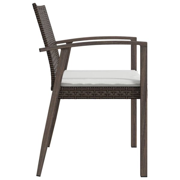 vidaXL Καρέκλες Κήπου 2 τεμ. Καφέ 56,5x57x83 εκ. Συνθ. Ρατάν&Μαξιλάρια
