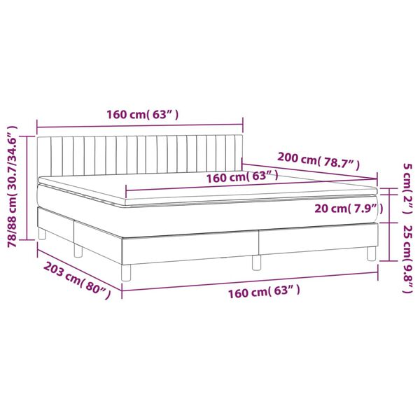 vidaXL Κρεβάτι Boxspring με Στρώμα Σκούρο Μπλε 160x200 εκ. Βελούδινο