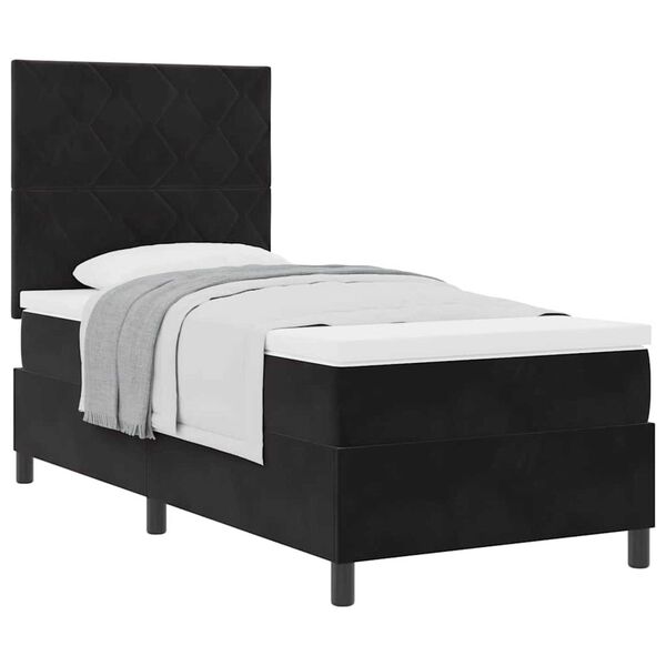vidaXL Κρεβάτι με ελατήρια με στρώμα Μαύρο 100 x 200 cm Βελούδο