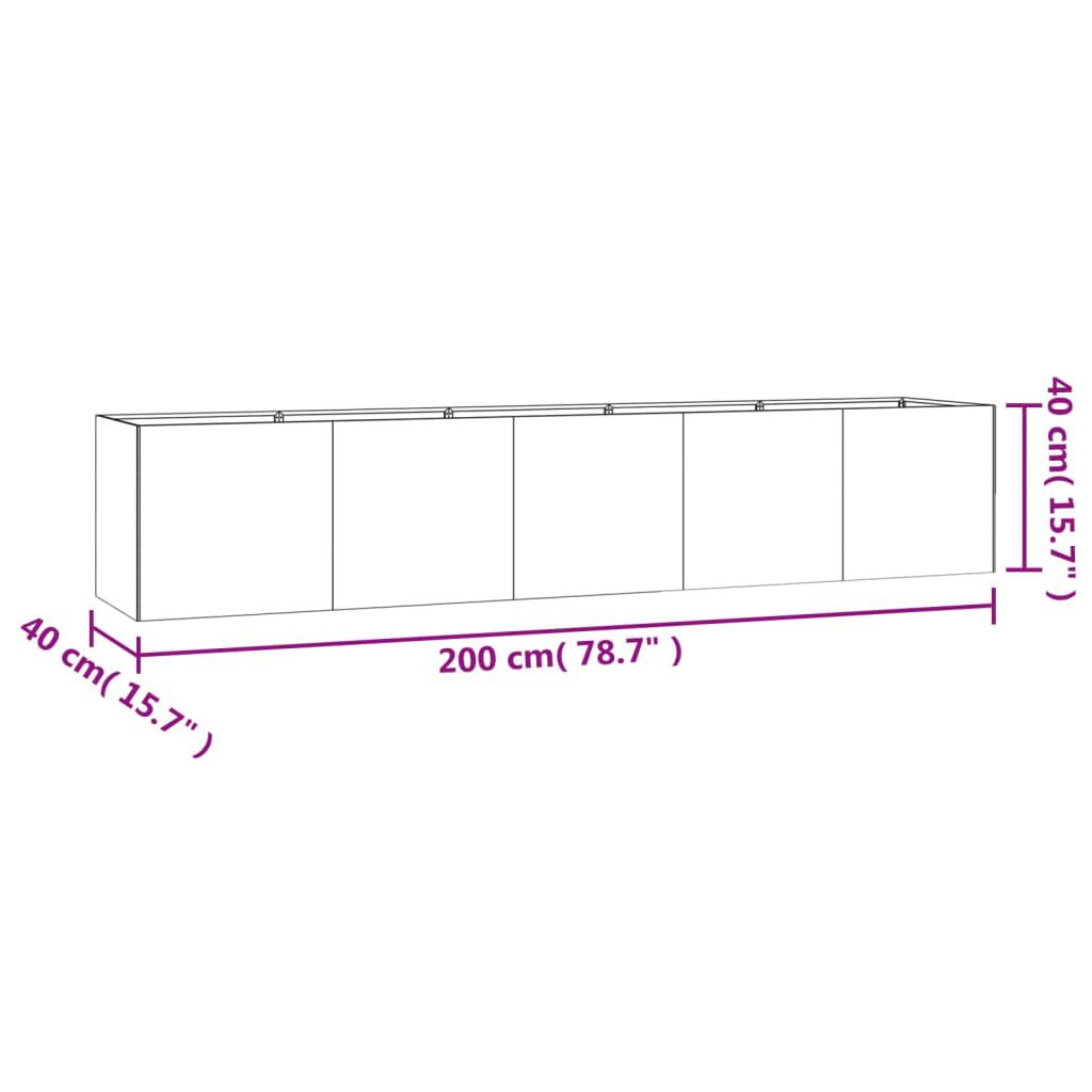 vidaXL Ζαρντινιέρα 200 x 40 x 40 εκ. από Ατσάλι Σκληρυθέν στον Αέρα