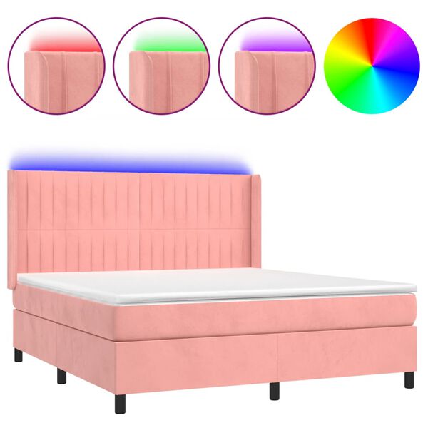 vidaXL &Kappa;&rho;&epsilon;&beta;ά&tau;&iota; Boxspring &mu;&epsilon; &Sigma;&tau;&rho;ώ&mu;&alpha; & LED &Rho;&omicron;&zeta; 180x200 &epsilon;&kappa;. &Beta;&epsilon;&lambda;&omicron;ύ&delta;&iota;&nu;&omicron;