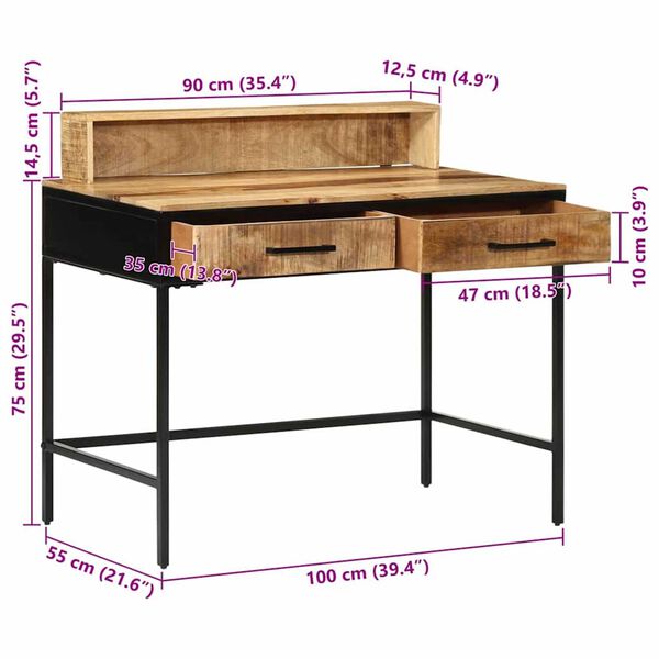 vidaXL Τραπέζι κονσόλας Καφέ 100 x 55 x 75 εκ Μασίφ ξύλο μάνγκο