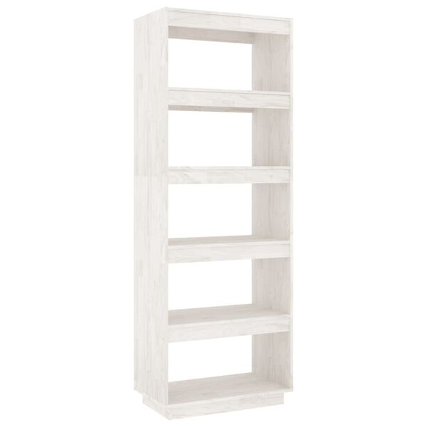 vidaXL Βιβλιοθήκη/Διαχωριστικό Χώρου Λευκό 60x35x167 εκ. Μασίφ Πεύκο