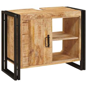 vidaXL Ντουλάπι νιπτήρα μπάνιου με πόρτα Μασίφ ξύλο μάνγκο και Σίδερο