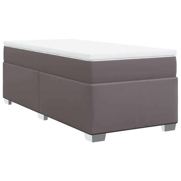 vidaXL Κρεβάτι Boxspring με Στρώμα Γκρι 100x200εκ. από Συνθετικό Δέρμα