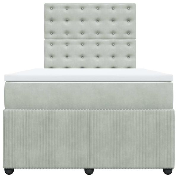 vidaXL Κρεβάτι Boxspring με Στρώμα Ανοιχτό Γκρι 120x190 εκ. Βελούδινο