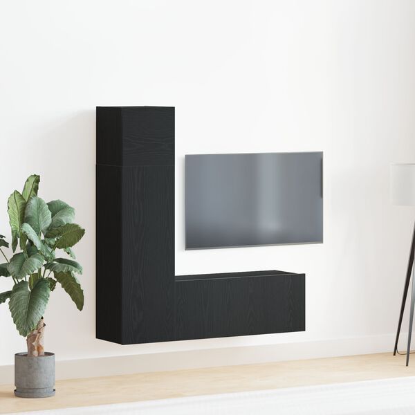 vidaXL Σετ επίπλου τηλεόρασης 3 pcs Μαύρη δρυς 130.5 x 30 x 140 εκ