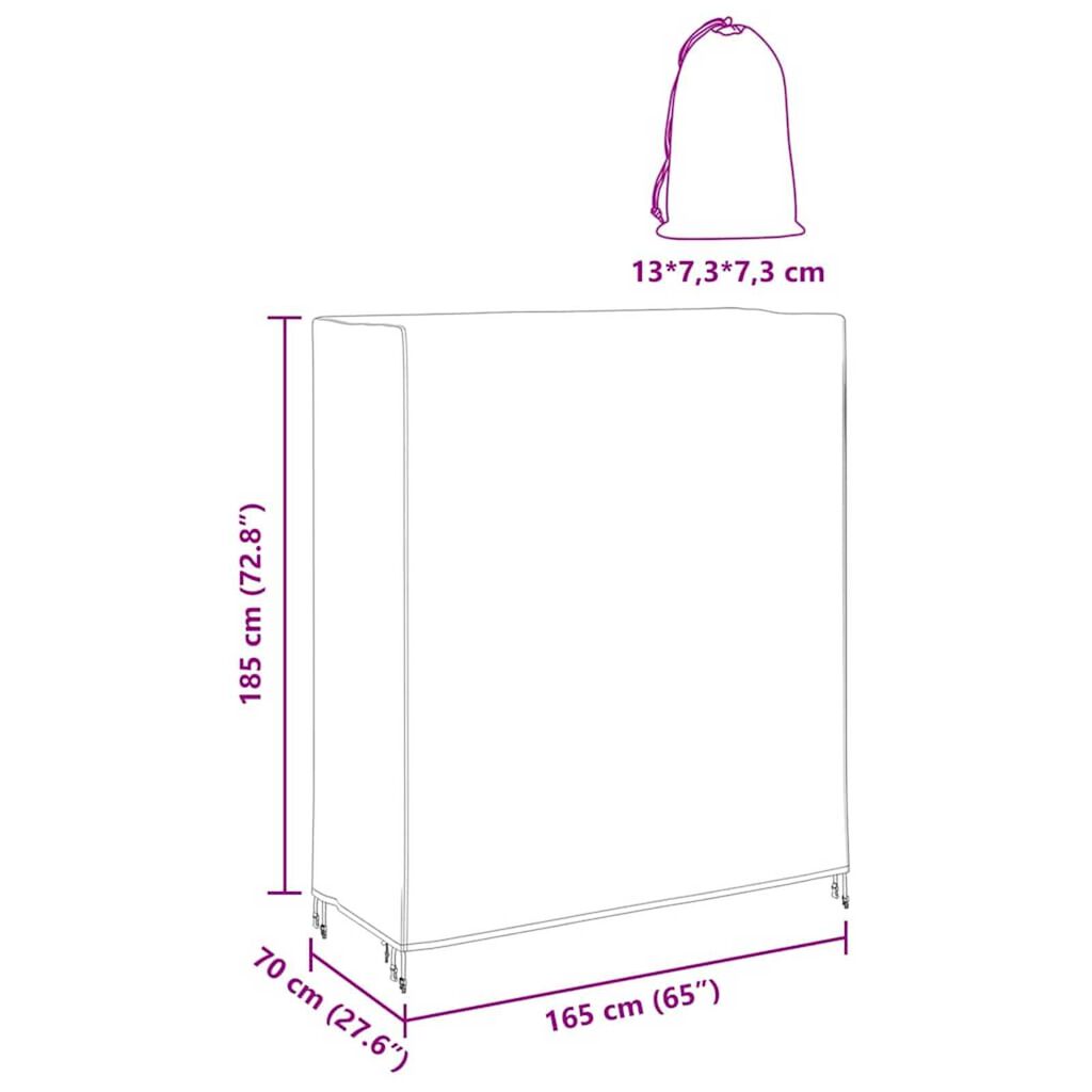 vidaXL Κάλυμμα επίπλων εξωτερικού χώρου 165 x 70 x 185 εκ
