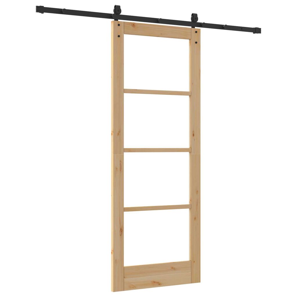 vidaXL Ολισθητή Πόρτα Καφέ 78 x 202 εκ. Ξύλο και μέταλλο