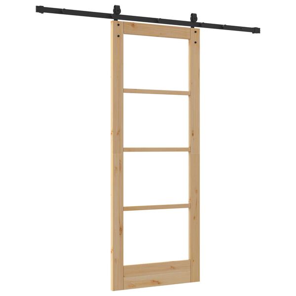 vidaXL Ολισθητή Πόρτα Καφέ 78 x 202 εκ. Ξύλο και μέταλλο