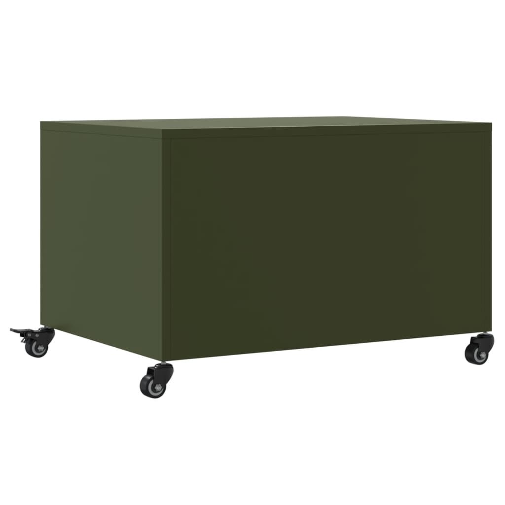 vidaXL Τραπεζάκι Σαλονιού Πράσινο Λαδί 68x50x43,5 εκ. από Ατσάλι
