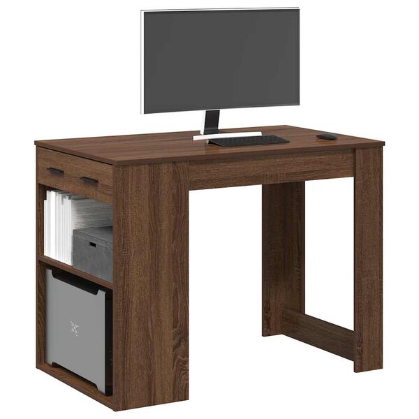 vidaXL Γραφείο με Συρτάρι και Ράφι Καφέ Δρυς 102x62x77,5 εκ.
