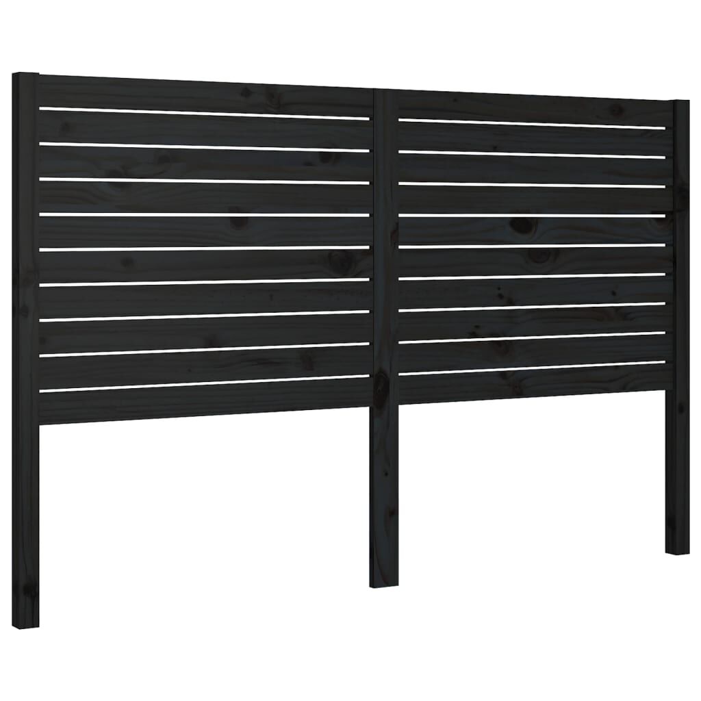 vidaXL Κεφαλάρι Κρεβατιού Μαύρο 146 x 4 x 100 εκ. Μασίφ Ξύλο Πεύκου