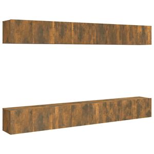 vidaXL Έπιπλα Τηλεόρασης 8 τεμ. Καπνιστή Δρυς 60x30x30εκ. Επεξεργ.Ξύλο