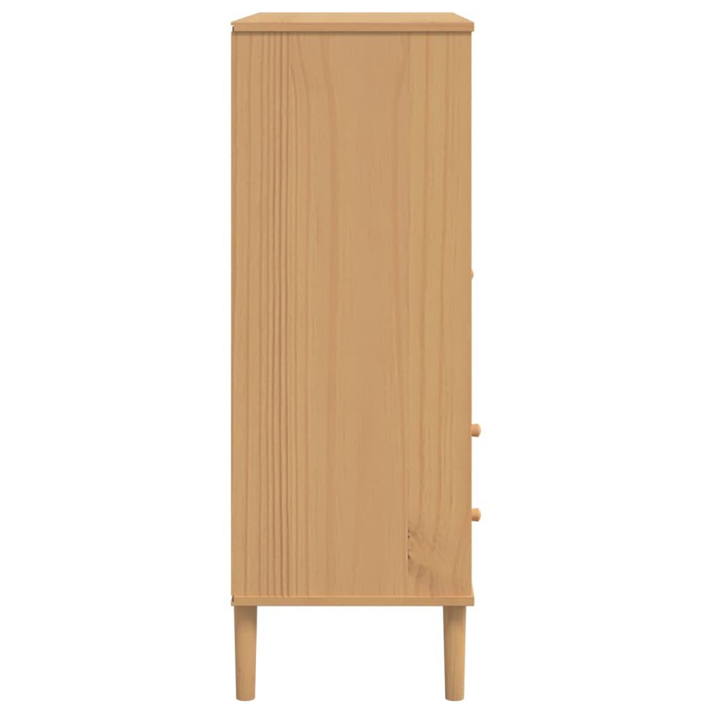 vidaXL Ντουλάπι Ψηλό SENJA Καφέ/Ρατάν 90x40x112 εκ. Μασίφ Ξύλο Πεύκου