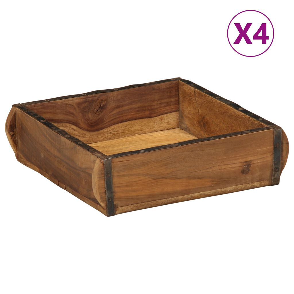 vidaXL Δίσκοι 4 τεμ 31x29x10 εκ. Στερεό Ξύλο Ανακυκλωμένο
