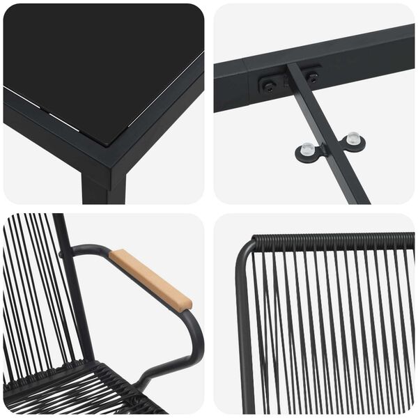 vidaXL Σέτ φαγητού για κήπο 5 pcs Μαύρο PVC ρατάν