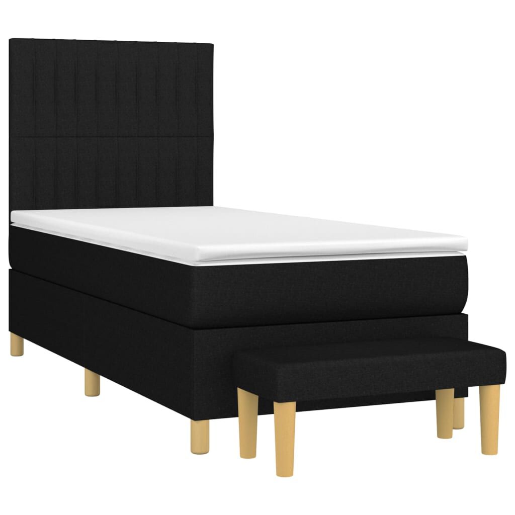 vidaXL Κρεβάτι Boxspring με Στρώμα Μαύρο 90x190 εκ.Υφασμάτινο