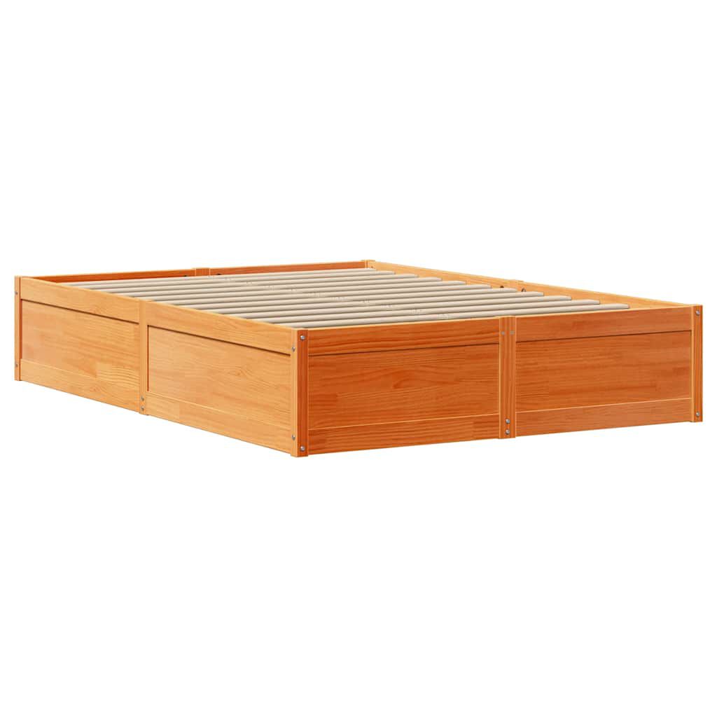 vidaXL Σκελετός Κρεβατιού Χωρίς Στρώμα Καφέ 140x200 Μασίφ Ξύλο Πεύκου